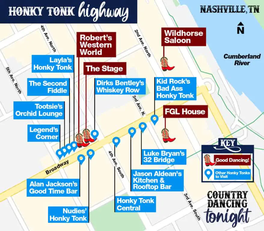 15 Best Country Bars For Dancing In Nashville And Middle Tennessee   Map Of Nashville 1 878x768 